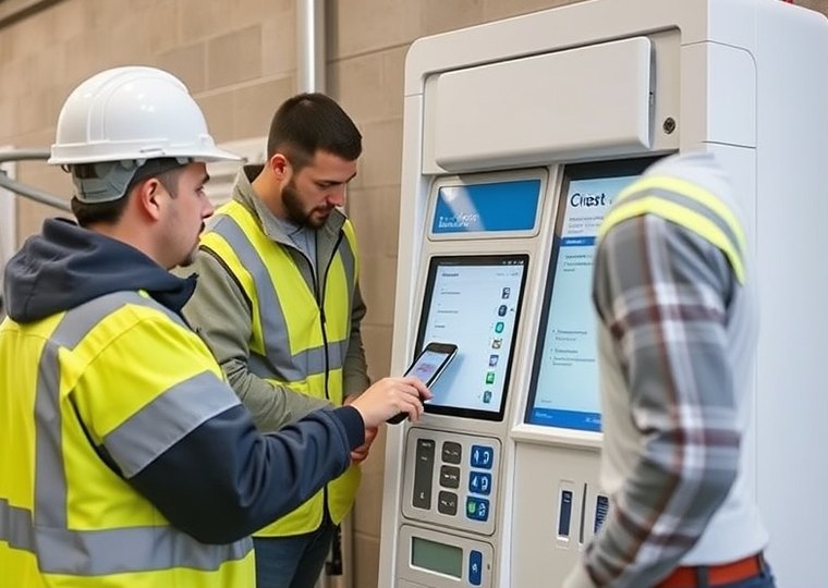 Self-service terminal in operation at a branch